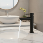 Robinet de lavabo en acier inoxydable 304, robinet d&rsquo;eau froide simple, couleur noir argent, monté sur le pont, allonge et soulevant le lavabo