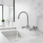 Robinets de lavabo d&rsquo;eau chaude et froide muraux à Double poignée, mitigeur de douche à Double trou pour lavabo de salle de bains