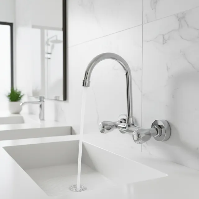 Robinets de lavabo d'eau chaude et froide muraux à…