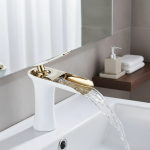 Robinets de lavabo cascade robinet de salle de bains mitigeur de lavabo à poignée unique robinet de bain évier en laiton grue d&rsquo;eau argent