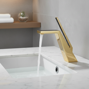 Becola robinet de salle de bains en laiton, robinets de lavabo noirs, robinet mitigeur d&rsquo;eau froide et chaude à poignée unique, robinet doré