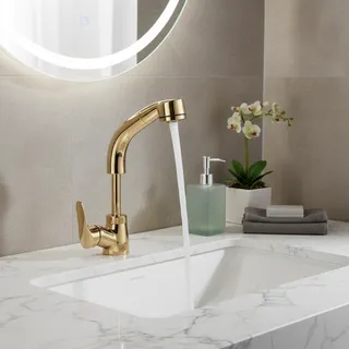 Robinet de lavabo de salle de bains doré