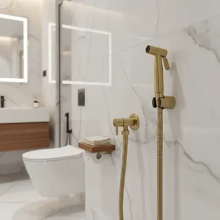 Pulvérisateur de Bidet de toilette à main en or brossé