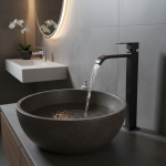 Robinet cascade en métal noir, grand lavabo, robinet d&rsquo;eau froide, Torneira, robinet de salle de bains en acier inoxydable, évier de lavage torneiras