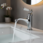 Robinet de lavabo à poignée unique en laiton rétro, robinet de lavabo à poignée en céramique parfait pour les armoires de salle de bain, mélange d&rsquo;eau chaude et froide