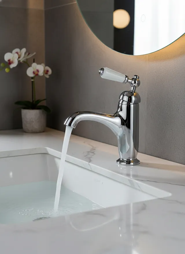 Robinet de lavabo à poignée unique en laiton rétro