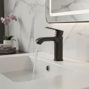 HOBasin-Robinet noir à poignée unique monté sur le pont, Robinets d&rsquo;évier de centre commercial, Acier inoxydable 360, Eau froide et chaude, 304 °, Impact