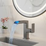Robinet de lavabo cascade lumière LED température affichage numérique rotation à 360 degrés mélangeur d&rsquo;évier d&rsquo;eau chaude et froide robinet de lavage pour salle de bains