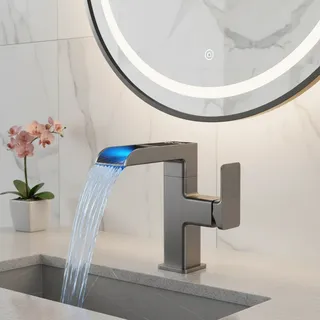 Robinet de lavabo cascade lumière LED température affichage numérique…