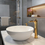 Robinet mitigeur d&rsquo;évier en cuivre Vintage avec support de pont pour lavabo de salle de bains, conception de luxe d&rsquo;eau chaude et froide