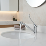 OUBONI robinet mitigeur de lavabo de salle de bains chromé, à Long manche en laiton, évier monté sur le pont, robinet d&rsquo;hygiène médicale, robinet chaud et froid