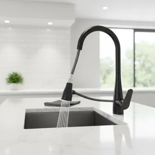 Mitigeur cuisine monobloc col cygne noir mat douchette extractible…