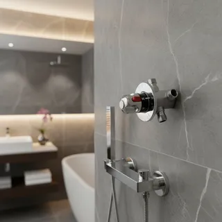 Mitigeur thermostatique encastré douche bain mural chrome laiton…
