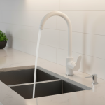 Robinet mitigeur chaud et froid domestique moderne, robinet de cuisine, lavabo, évier, robinets de cuisine, robinets blancs montés sur le pont