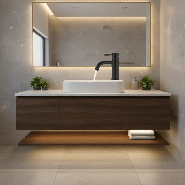 Robinet de lavabo de salle de bains noir mat
