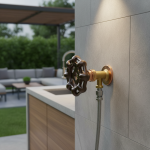 Fixation de tuyau de robinet, Valve de porte en métal, volant, poignée ronde, poignées de robinet d&rsquo;eau extérieure