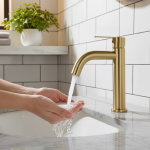 Robinet de lavabo en or brossé, salle de bains, lavabo, robinet d&rsquo;évier d&rsquo;eau froide unique, robinet doré, accessoires de salle de bains