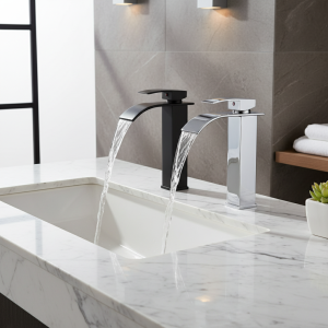 Robinet de lavabo cascade moderne en acier inoxydable, robinet de lavabo de salle de bains, robinet d&rsquo;eau chaude et froide, robinets mélangeurs pour salle de bains mitigeur salle de bain robinet salle de bain lavabo