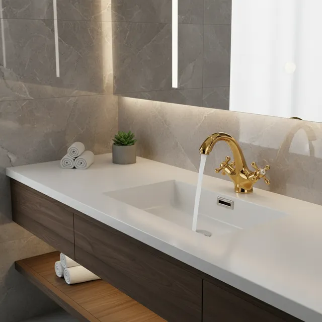 Robinet de lavabo de salle de bains en laiton à Double…