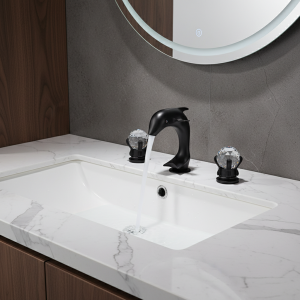 Robinet de Lavabo Noir Antique localité Poli, Robinet de Centre Commercial, 2 lèvent en Clip, 3 Trous, Eau Froide et Chaude