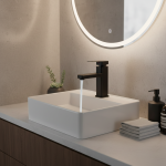 Robinet de salle de bains ABS mitigeur chaud et froid, robinets de lavabo de salle de bains montés sur le pont, robinet de lavabo carré noir, robinet de baignoire d&rsquo;évier