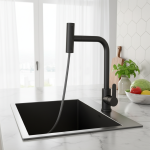 Robinet d&rsquo;évier de cuisine extractible noir, Flexible, 4 Modes, robinets à buse de pulvérisation et de pulvérisation, mitigeur d&rsquo;eau chaude et froide en acier inoxydable, pont