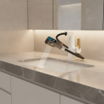 VGX robinets de salle de bains multifonctions extractible, mitigeur de lavabo, robinet d&rsquo;évier, robinet de température LED, robinet 360 °, grue en laiton blanc