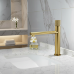 KEMAIDI robinet de salle de bains en laiton massif, robinets de lavabo de salle de bains, mélangeur d&rsquo;eau froide et chaude, robinet d&rsquo;évier monté sur le pont, robinets en or brossé