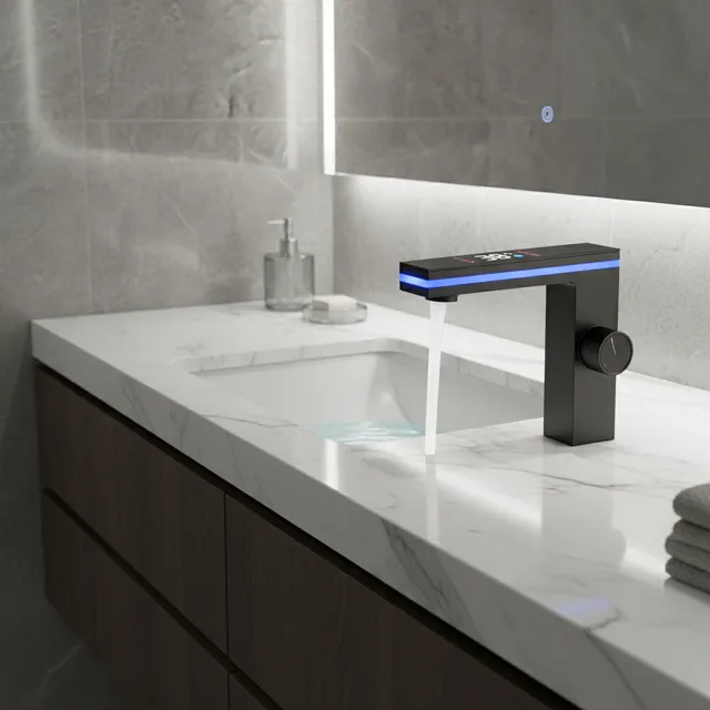 Robinet de lavabo de salle de bains à affichage numérique