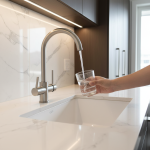 Robinet de cuisine à double poignée, eau froide et chaude brossée/noir/Chrome et filtre d&rsquo;eau potable, robinets d&rsquo;évier de cuisine à 360 degrés