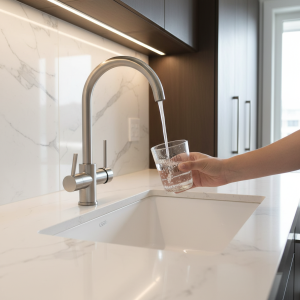 Robinet de cuisine à double poignée, eau froide et chaude brossée/noir/Chrome et filtre d&rsquo;eau potable, robinets d&rsquo;évier de cuisine à 360 degrés