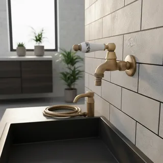 Robinet mural extérieur antique bronze patiné victorien laiton brossé…
