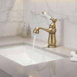 Robinet de lavabo doré, mélangeurs chauds et froids chromés, robinets de lavabo antiques, robinets de lavabo à poignée en céramique