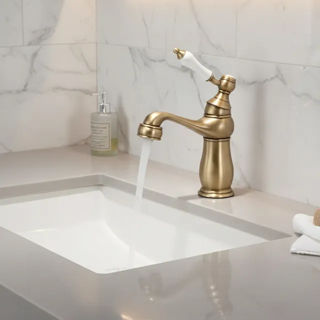 Robinet de lavabo doré