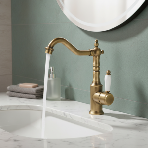 Robinets de lavabo grue en laiton de couleur Antique, robinets de salle de bains, mitigeur d&rsquo;eau chaude et froide, robinet mitigeur contemporain torneira 855971