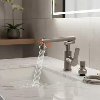 Robinet de lavabo de salle de bain universel avec tuyau 1080 ° Robinet…