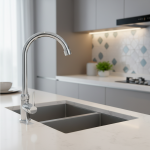 Évier robinets froids robinet d&rsquo;évier de cuisine robinet à trou de levier unique robinet de cuisine d&rsquo;eau froide robinet Vertical d&rsquo;évier froid unique