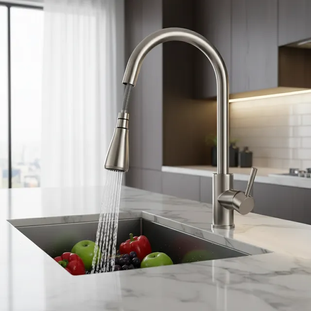 Robinet de cuisine en Nickel brossé