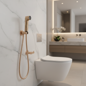 Robinet de salle de bains à poignée unique en plastique ABS or Rose brossé, Kit de douche à pulvérisation ronde pour toilettes, accessoire sanitaire d’eau froide Robinet de salle de bains à poignée unique en plastique ABS or Rose brossé, Kit de douche à pulvérisation ronde pour toilettes, accessoire sanitaire d’eau froide