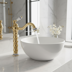 HOBasin-Robinet d’évier à poignée unique, robinet de centre commercial, laiton chaud et froid, eau chaude et froide, style doré, montage sur bureau, court et élevé HOBasin-Robinet d’évier à poignée unique, robinet de centre commercial, laiton chaud et froid, eau chaude et froide, style doré, montage sur bureau, court et élevé