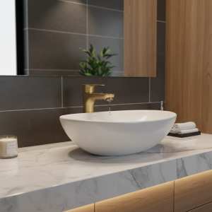 Robinet d&rsquo;eau à poignée unique en acier inoxydable, or brossé, pont de montage, bol de navire, vanité de ark, centre commercial froid et chaud