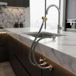 Robinet de cuisine de lavabo calibre G1/2, longueur de tuyau 60cm 80cm100cm, fil d&rsquo;acier inoxydable mixte tissé, tuyau d&rsquo;entrée d&rsquo;eau chaude et froide