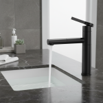 Robinet mince minimaliste, robinet d&rsquo;eau chaude et froide, mitigeur de lavabo, robinet de salle de bains, couleur noire chaude et froide