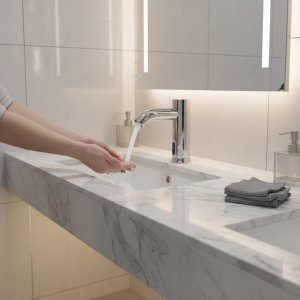 Robinet d&rsquo;évier à capteur automatique, robinet d&rsquo;évier sans contact en acier inoxydable, économie d&rsquo;eau, filtre intégré G1/2 alimenté par batterie pour Commercial