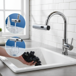 Robinet d&rsquo;extension rotatif universel, cascade multifonction, trois modes, cuisine et salle de bains, buse anti-éclaboussures, évier