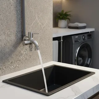 Robinet mural acier inoxydable 304 brossé double sortie bec courbé…