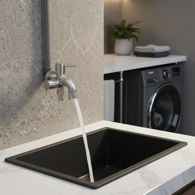 Robinet mural acier inoxydable 304 brossé double sortie…