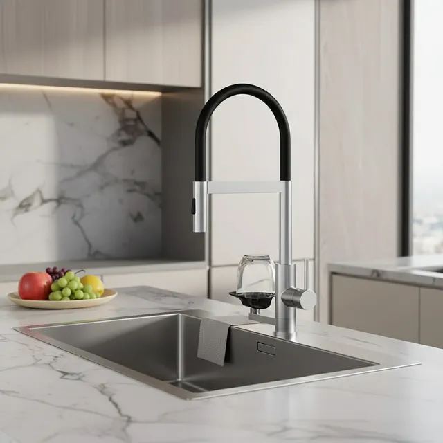 Robinet d'évier de cuisine moderne avec lave-tasse