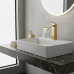 Cascade HOBasin Robinet de centre commercial à poignée unique, Robinets de centre commercial d&rsquo;eau chaude et froide, Hoteck Monté F/05 et Grue de bassin