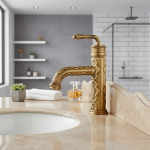 Robinets de lavabo en laiton massif, robinet de salle de bains Antique Vintage, poignée unique, bec pivotant à 360 degrés, robinet mitigeur de lavabo d&rsquo;eau chaude et froide